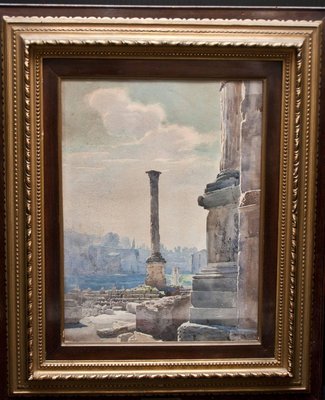 View of the Roman Forum - ''Colonna di Foca'' - Original Watercolor 1885  ca. 1885 ca. for sale at Pamono