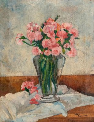 - Vase at Oil Mid Cappellini A. 20th Canvas for Flowers - with on Century Pamono by Mid Original 1900 sale