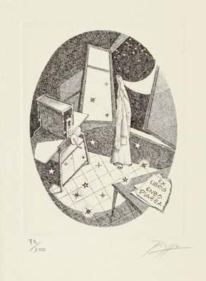 Ex Libris Original Etching On Paper By Vincenzo Piazza th Century th Cnetury For Sale At Pamono