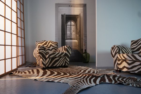 French Zebra Club Chair 1950s for sale at Pamono