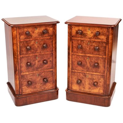 Antique Victorian Burr Walnut Bedside Cupboards Or Nightstands Set Of 2 For Sale At Pamono