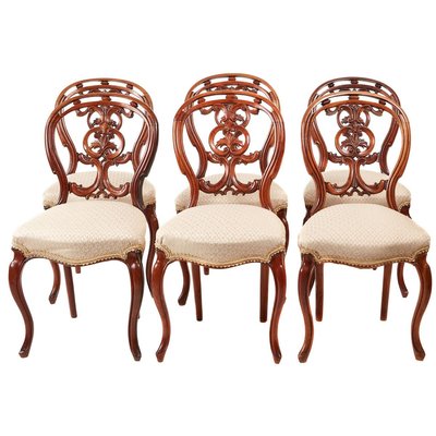 Antique Victorian Carved Walnut Dining Chairs Set Of 6 Bei Pamono Kaufen