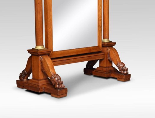 Substantial Mahogany Cheval Mirror, Small Antique Standing Mirror