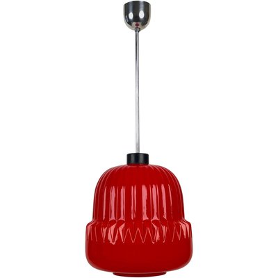 Red Glass Globe Pendant Lamp, 1960s 