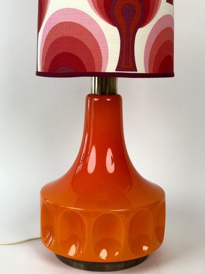Large Mid Century German Table Lamp, Poppy Walnut Table Lamp