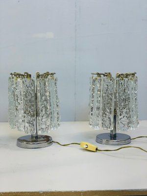 Table Lamps Attributed To Venini 1960s, Small Silver Table Lamps