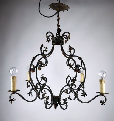 Antique Romantic Wrought Iron Roses Chandelier For At Pamono Antique Romantic Wrought Iron Roses, Wrought Iron Chandelier Nz