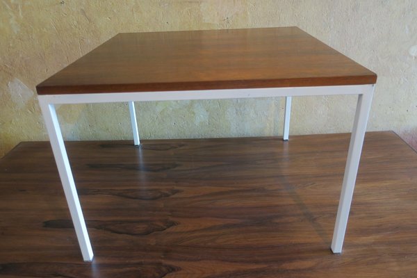 Mid Century Rosewood Coffee Table With White Lacquered Metal Legs 1960s For Sale At Pamono