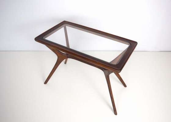 Mid Century Modern Coffee Table In Massive Wood Glass Italy 1950s For Sale At Pamono