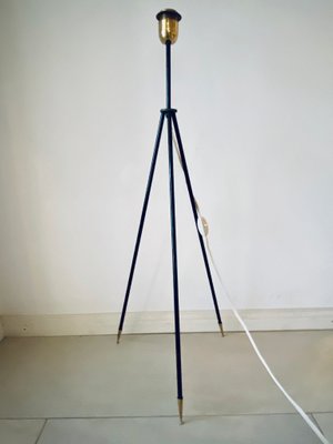 german brass tripod floor lamp with pleated shade 1950s for sale at pamono
