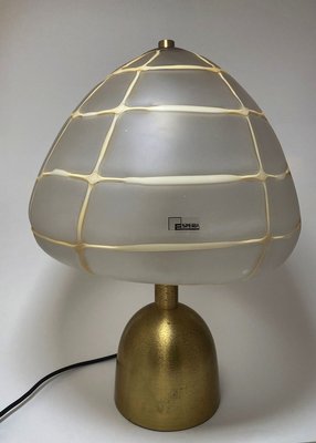 Vintage Gold Brass Glass Round Table, Gold Round Table Lamp
