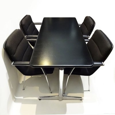 Set De Bureau Chaises Vintage En Chrome Cuir Et Tissu Noir Par Geoffrey D Harcourt Pour Artifort 1960s Set De 5 En Vente Sur Pamono