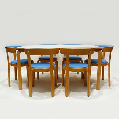Danish Beech Dining Table Chairs Set By Rud Thygesen For Magnus Olesen 1980s Set Of 7 For Sale At Pamono