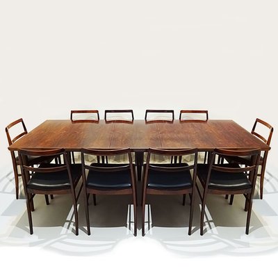Danish Modern Model 201 Extendable Rosewood Dining Table Chairs Set By Arne Vodder For Sibast 1959 Set Of 13 For Sale At Pamono