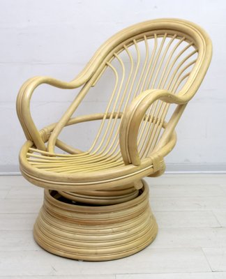 Mid century on sale rattan swivel chair
