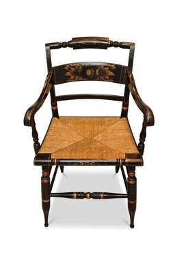 Armchairs with Ebonised Frame Rush Seat by Lambert Hitchcock for
