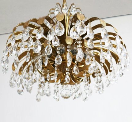 Large Brass And Crystal Chandelier From, Large Ball Crystal Chandelier
