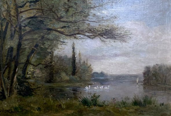 French School Lake Landscape Painting, Landscape Paintings Images