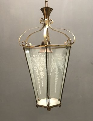 Antique Etched Glass Lantern 1940s For At Pamono Antique Etched Glass Lantern 1940s, Rustic Glass Lantern Light Fixture