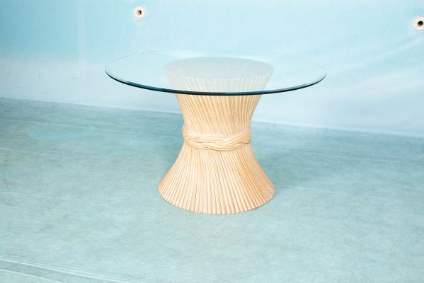 Vintage Wheat Round Dining Table From, Bora Bamboo Rattan Round Coffee Table