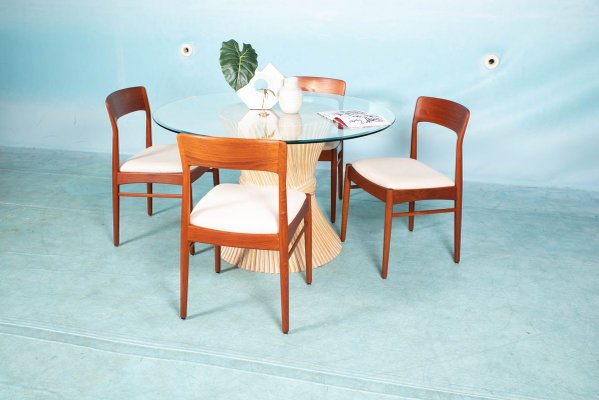 Vintage Wheat Round Dining Table From, Vintage Round Kitchen Table And Chairs