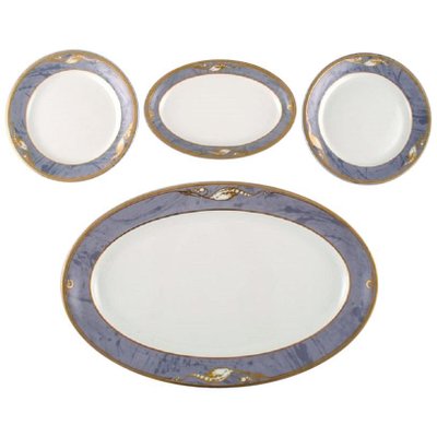 Royal Copenhagen Gray Magnolia Dishes and Plates in Porcelain, Set