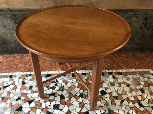 Mid Century Walnut Round Coffee Table, Walnut Round Coffee Table
