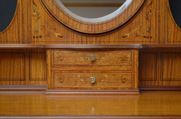 Antique Edwardian Satinwood Dressing Table With Bedside Cabinet Set Of 2 For Sale At Pamono