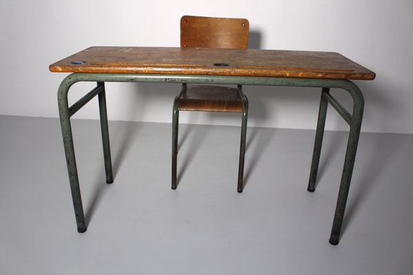 Vintage Industrial Style Desk And Chair 1940s Set Of 2 For Sale At Pamono