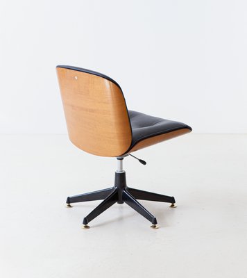 Black Leather Swivel Desk Chair By Ico Luisa Parisi For Mim Roma 1960s For Sale At Pamono