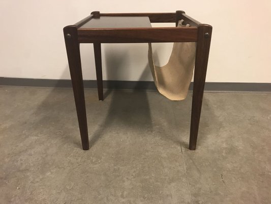 Mid-Century Danish Rosewood Side Table with Magazine Holder from