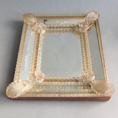 4 Murano-Glas  Spiegel  Untersetzer 8 cm x 8 cm  Ränder geschliffen 