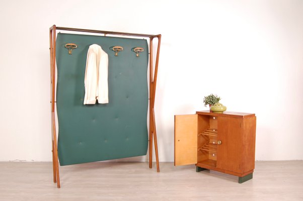 Green Wood Brass Coat Rack 1950s For Sale At Pamono