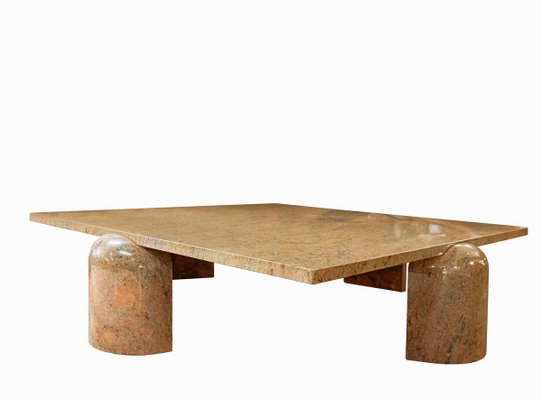 Square Coffee Table In Brown Red Granite For Sale At Pamono Spacious tabletop for resting books, remotes and accents on. pamono