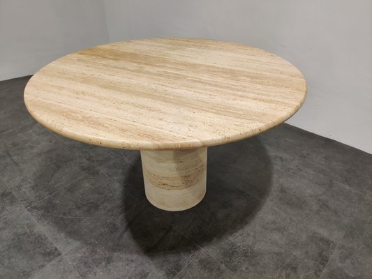 Round Italian Travertine Dining Table 1970s For Sale At Pamono