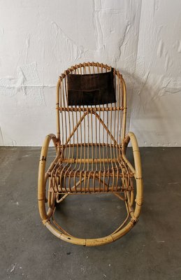 Mid-Century Rattan Rocking Chair from Rohé Noordwolde for sale at