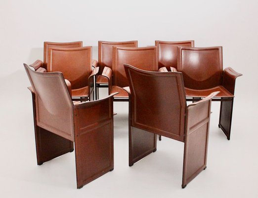 Vintage Cognac Leather Dining Chairs By Tito Agnoli For Matteo Grassi Set Of 8 Bei Pamono Kaufen