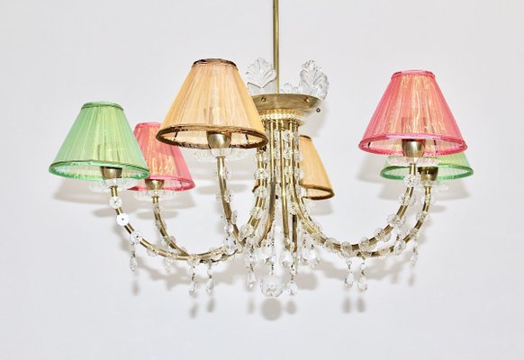 Mid Century Modern Brass Chandelier by J. L. Lobmeyr for J. L. Lobmeyr
