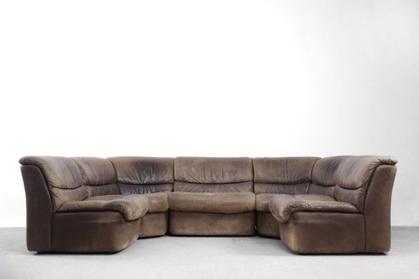 Brutalist Patinated Leather Modular Corner Sofa From Musterring International 1960s Set Of 5 For At Pamono Brutalist Patinated Leather Modular, Modular Leather Sectional Sofa Uk