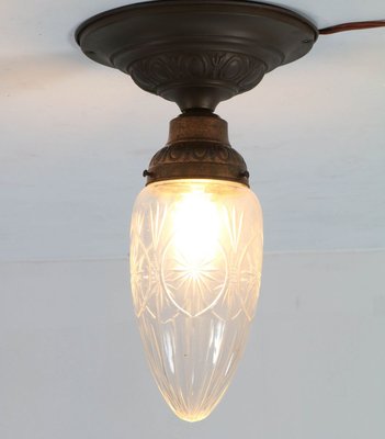 French Art Nouveau Brass Cut Blown Glass Flush Mount Ceiling Light 1900s For At Pamono - Glass Flush Mount Ceiling Light Uk