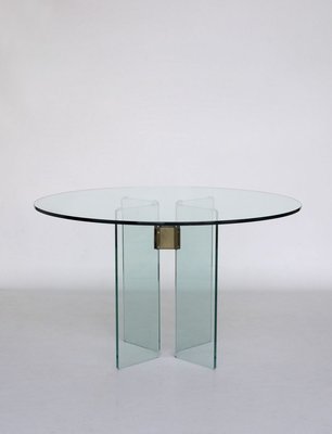 Circular Glass Brass Dining Table By Peter Ghyczy 1970s For Sale At Pamono