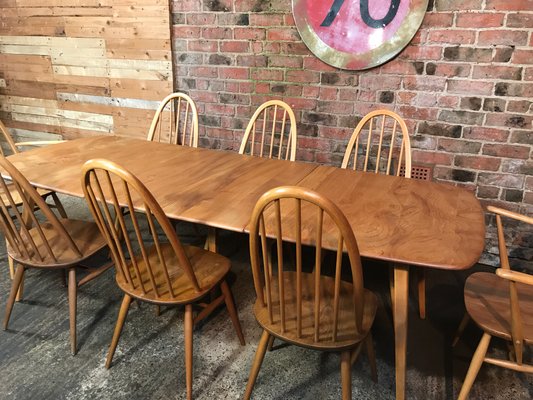 Large Extendable 5 Legged Dining Table Chairs From Ecrol Set Of 9 For Sale At Pamono