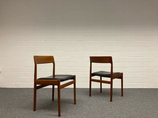 Teak Leather Dining Chairs By Johannes Norgaard For Norgaards Mobelfabrik 1960s Set Of 2 For Sale At Pamono