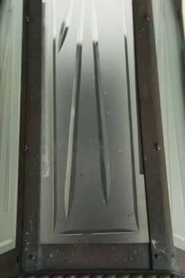 Art Deco Wall Sconce With Graduated Geometric Detailing Frosted Panes Of Etched Glass For Sale At Pamono