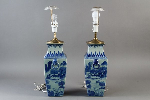 Antique Chinese Table Lamps With Blue, Blue And White Table Lamps