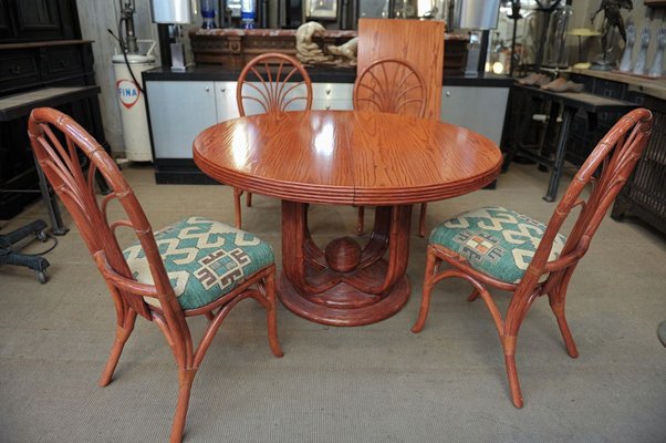 Elm Dining Table Chairs Set From Maugiron 1960s Of 5 For At Pamono Elm Dining Table Chairs Set From, Round Table And Chairs Set