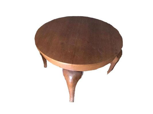 Round Extendable Solid Wood Dining Table For Sale At Pamono