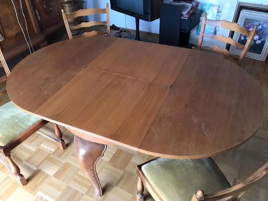 Round Extendable Solid Wood Dining Table For Sale At Pamono