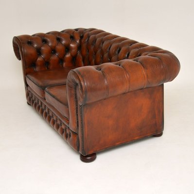 Antique Victorian Style Leather 2 Seater Chesterfield Sofa For Sale At Pamono