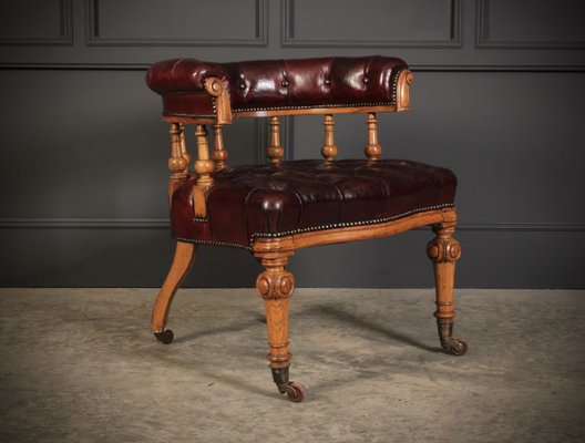 Victorian Oak Leather Captain S Desk Chair For Sale At Pamono